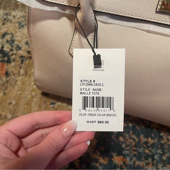 COPY - London Fog 100th Anniversary Tote Bag Cream Caviar Emboss NWT - Picture 3 of 4